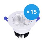 Voordeelpak 15x LED Downlight Rond Kantelbaar 12W 960lm 60D - 930 Warm Wit | 110mm - Zaagmaat 90mm - UGR <19